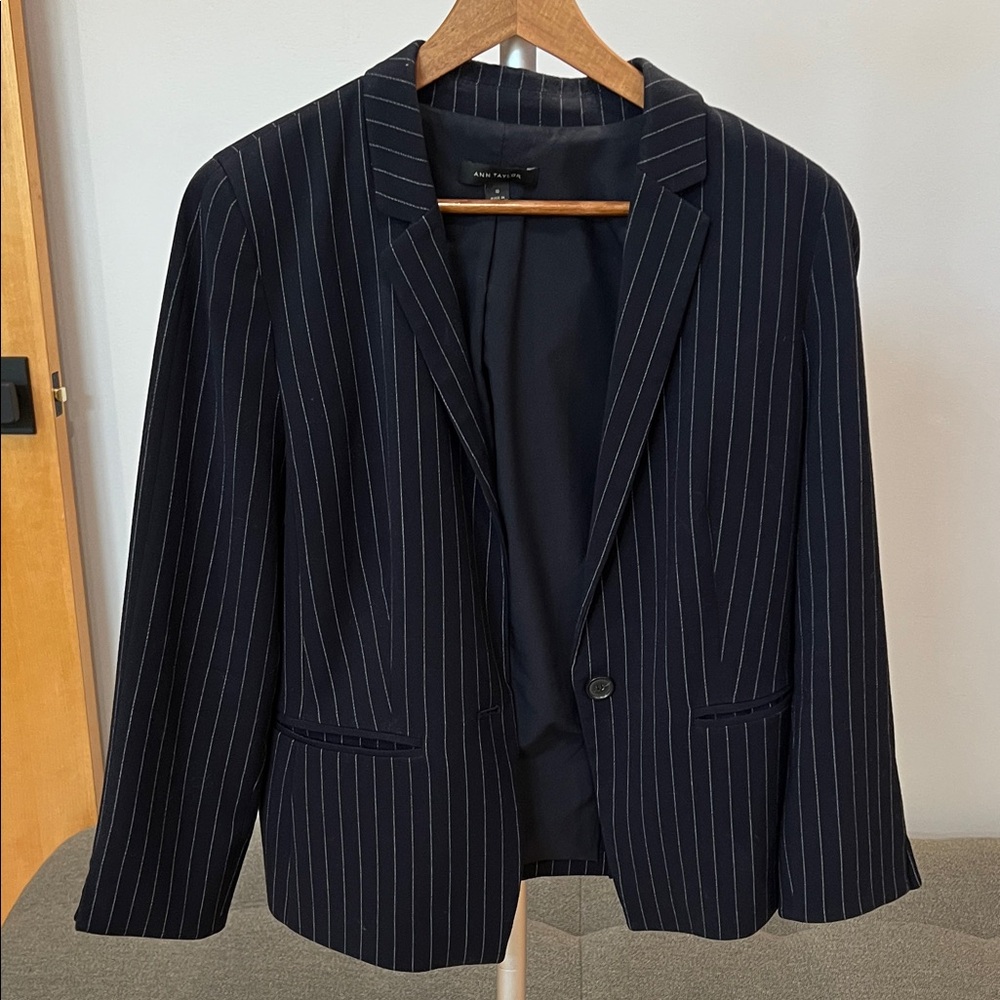 Ann Taylor Navy Pinstripe Blazer